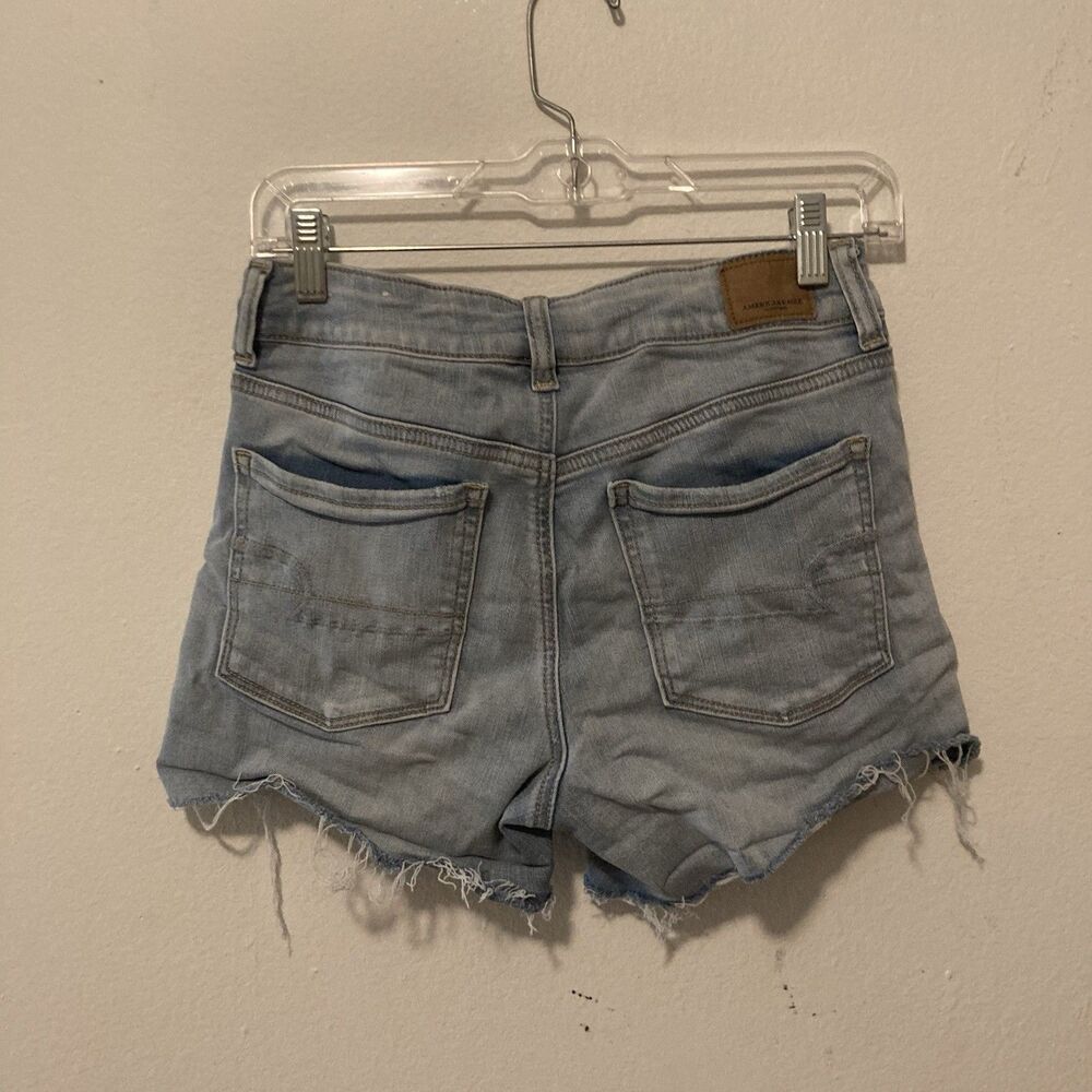 AMERICAN EAGLE OUTFITTERS Next Level Stretch light wash zip fly cut off shorts 6 - Picture 9 of 12